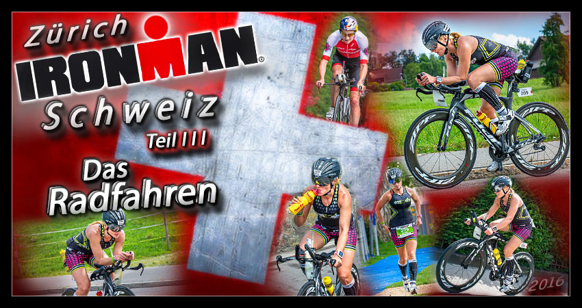 Ironman schweiz switzerland Fotocollage für Beitrag Rennbericht einer Triathletin Teilnehmerin beim Radfahren