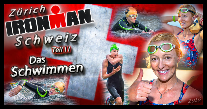 Ironman schweiz switzerland Fotocollage für Beitrag Rennbericht einer Triathletin Teilnehmerin beim Schwimmen