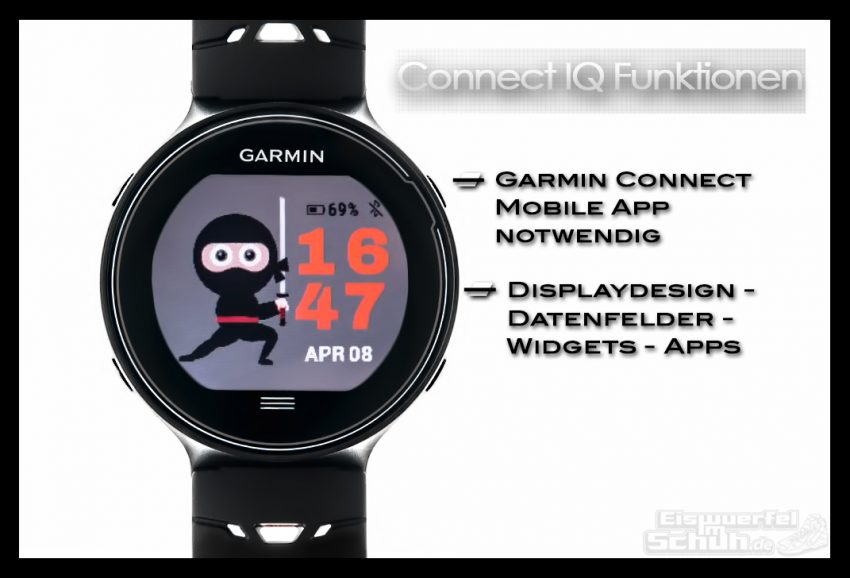 Produktfoto Garmin Forerunner 630 GPS-Laufuhr. Detaillierte Grossaufnahme vom Display. Produkttest. Review.