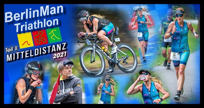 BerlinMan Triathlon 2021 Banner Collage Weltraumjogger Fotos