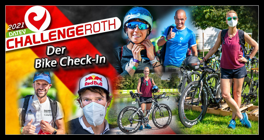 Challenge Roth Bike Check-In Banner Collage mit Profis
