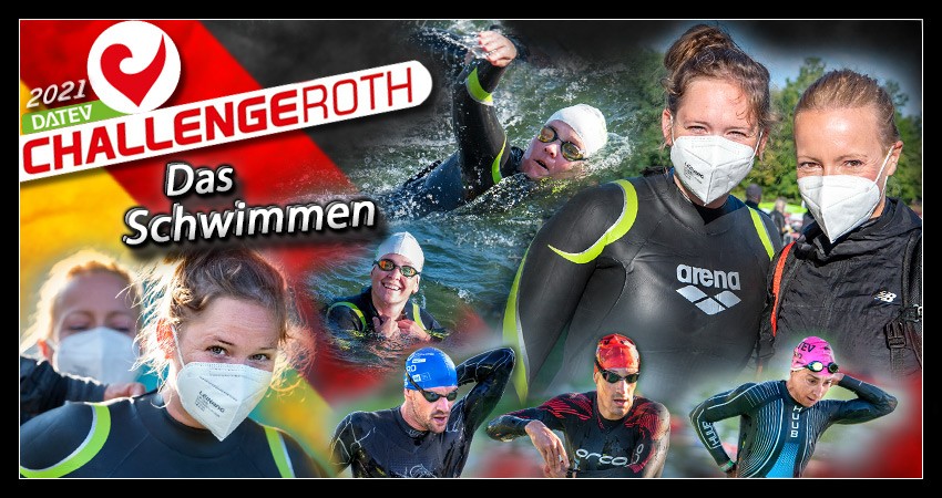 Challenge Roth Triathlon Staffel Schwimmstrecke Collage Banner