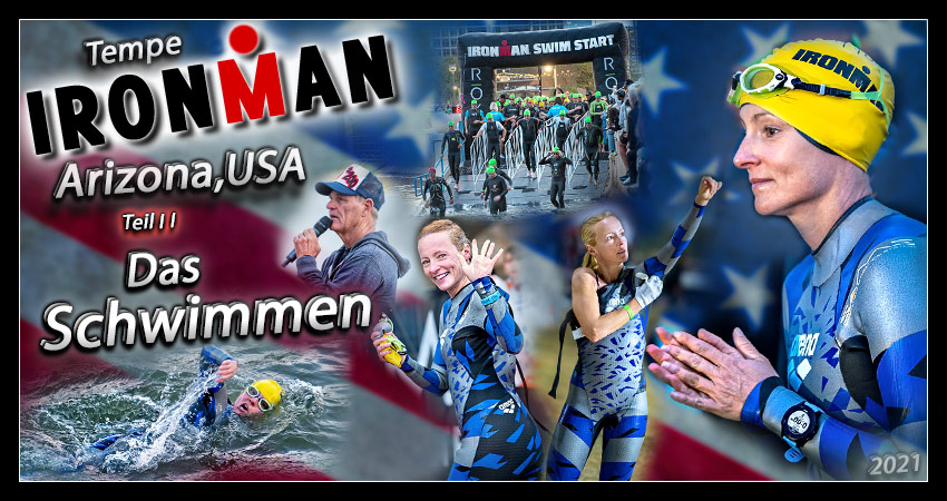 Ironman Arizona Schwimmstrecke Swim Course Banner Collage