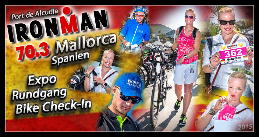 70.3 Ironman Mallorca Messe Expo Bike CheckIn Banner Collage