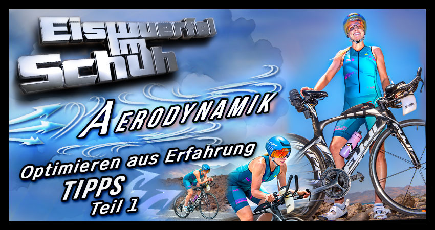 Banner / Collage Triathlon und Aerodynamik - Aerodynamik im Triathlon: Wie du durch optimale Sitzposition und gezieltes Training Minuten auf der Radstrecke sparst - Praxistipps für Triathleten.